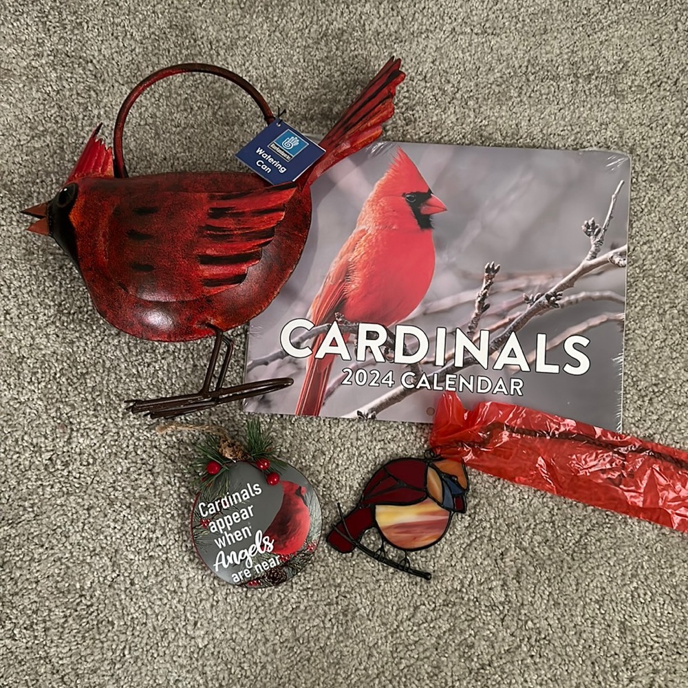 NWT! Cardinal Gift-pack Calendar, Watering Can, Stained Glass, Ornament